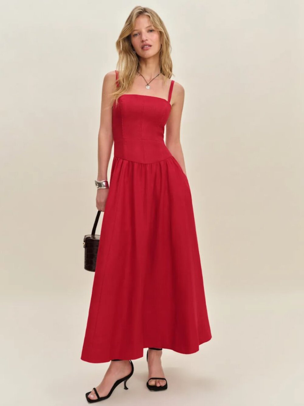 Reformation Katarin Linen Dress Red - Size 0